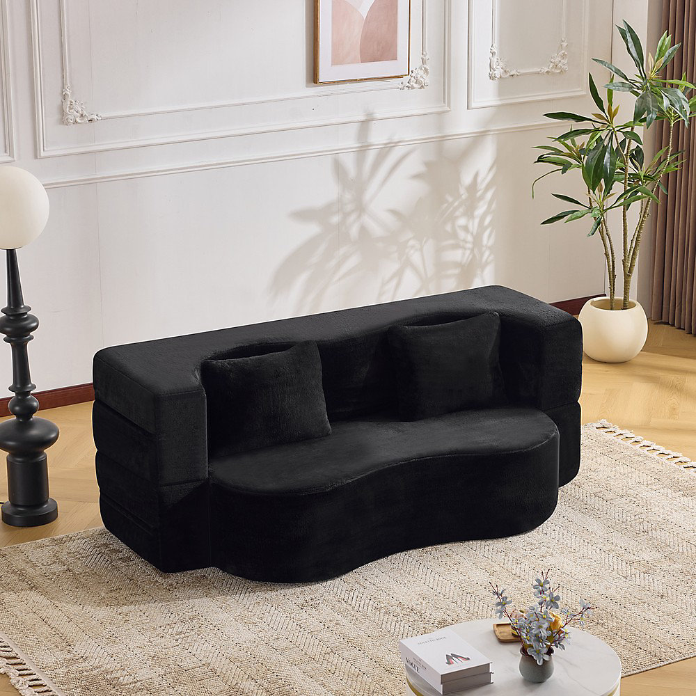 Canapé | lit convertible – noir – sans montage – pliable – pour salons et chambres