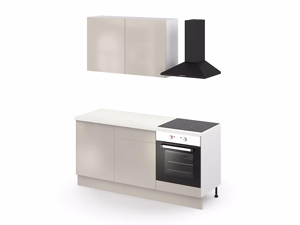 Cuisine complète GoodHome Palma beige cachemire brillant 2 caissons hauts + 3 bas sans électroménager l.80 cm – Réf. QRFYJKJKY6484851317