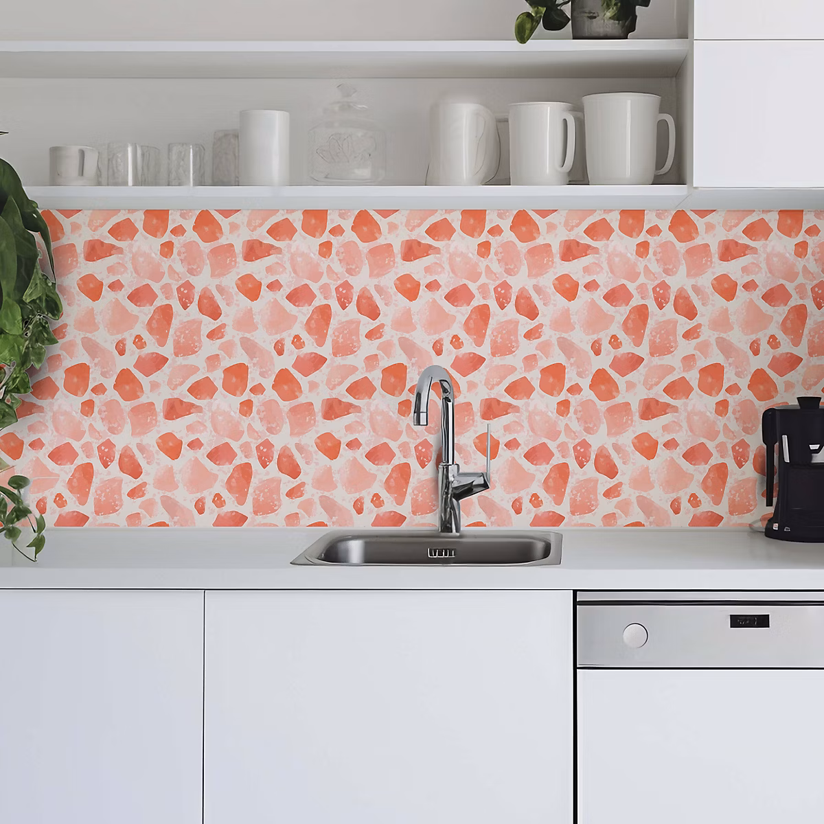 Crédence adhésive Terrazzo style Terracotta 50 × 300cm