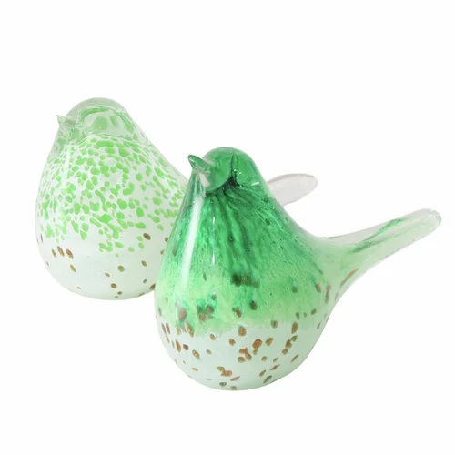 Figurine oiseau en verre teinté vert Kiko - 16 x 7 x H 10 cm