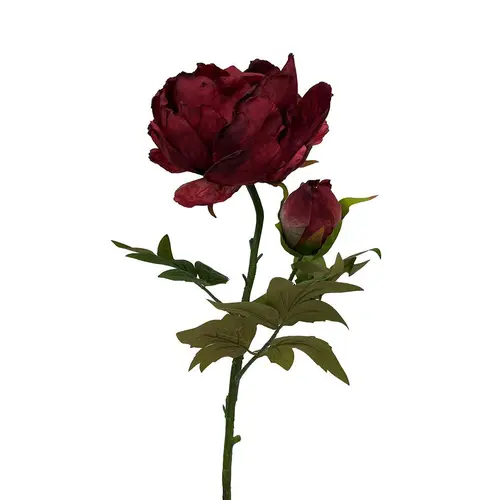 Tige de pivoine rouge en papier aspect fleur séchée Naturalys - 62 cm