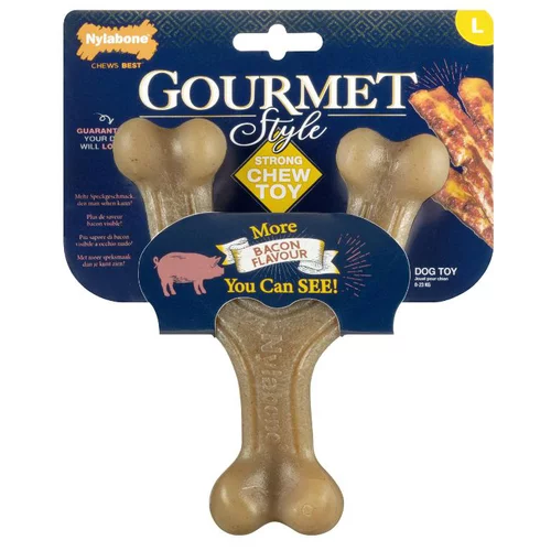 Jouet pour chien au bacon Nylabone Gourmet wishbone - Taille L