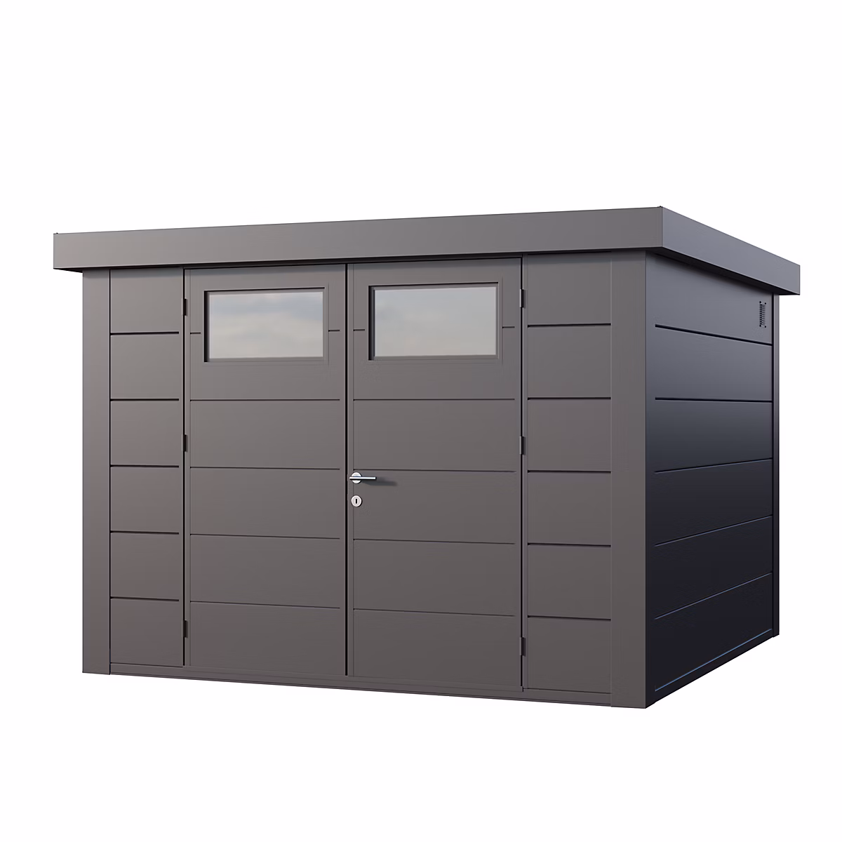 Abri en acier de 8 – 9m² Anthracite, Option kit éléctrique + parois intérieures, Classico 3030 TELLURIA
