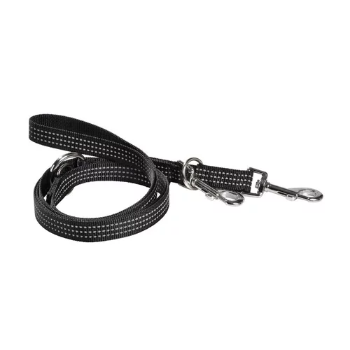 Laisse pour chien coloris noir en nylon tressé Bobby Safe 3 positions – Taille L