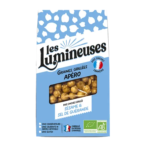 Pois chiches grillés bio apéro sésame et sel de Guérande Les Lumineuses - 90 g