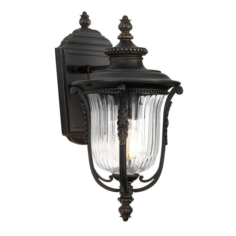 Elstead Luverne | Petite lanterne murale extérieure à 1 ampoule bronze huilé IP44 – E27