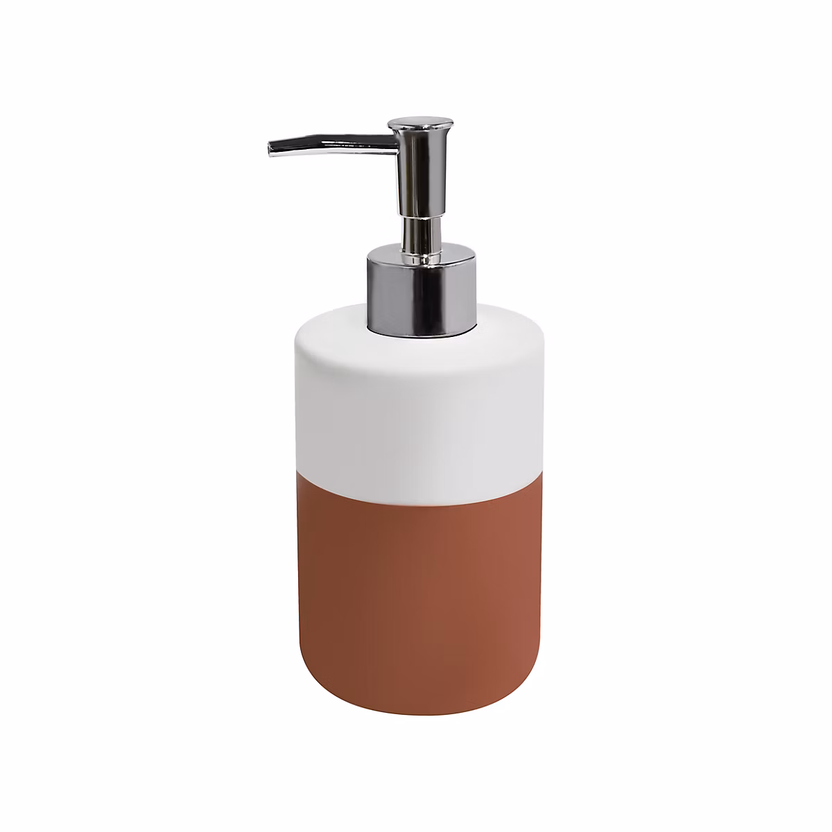 Distributeur de savon terracotta – blanc et chrome l.8 x H.18, 3 x P.8 cm, GoodHome Koros