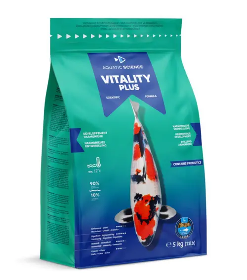 Nourriture complète et nutritive pour koïs de minimum 25 cm de long Aquatic Science Vitality Plus - Taille L sac de 5 kg