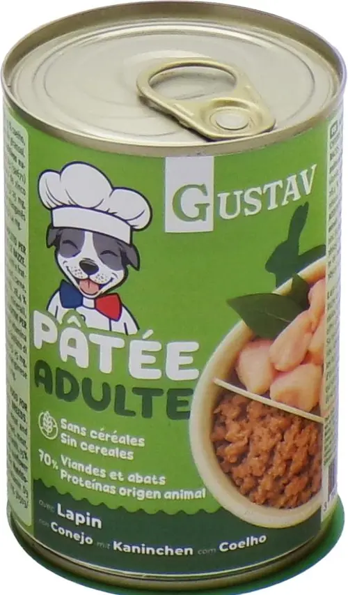 Pâtée pour chien adulte au lapin sans céréales complète Bubimex Gustav - 400 g