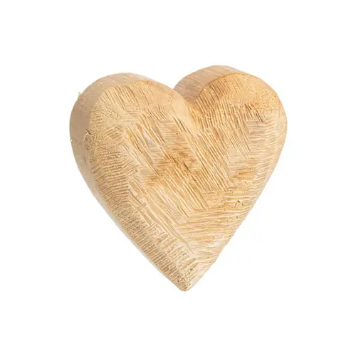 Cœur décoratif en bois naturel de peuplier - 15 x 15 cm