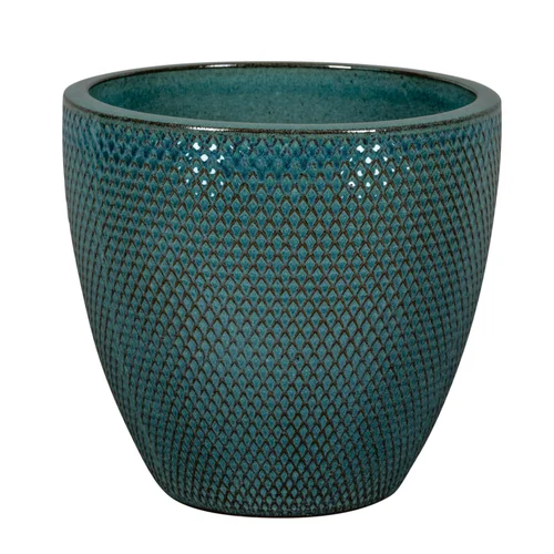 Pot rond en grès émaillé bleu Passion for Pottery Busan - Ø 29 x H 27 cm