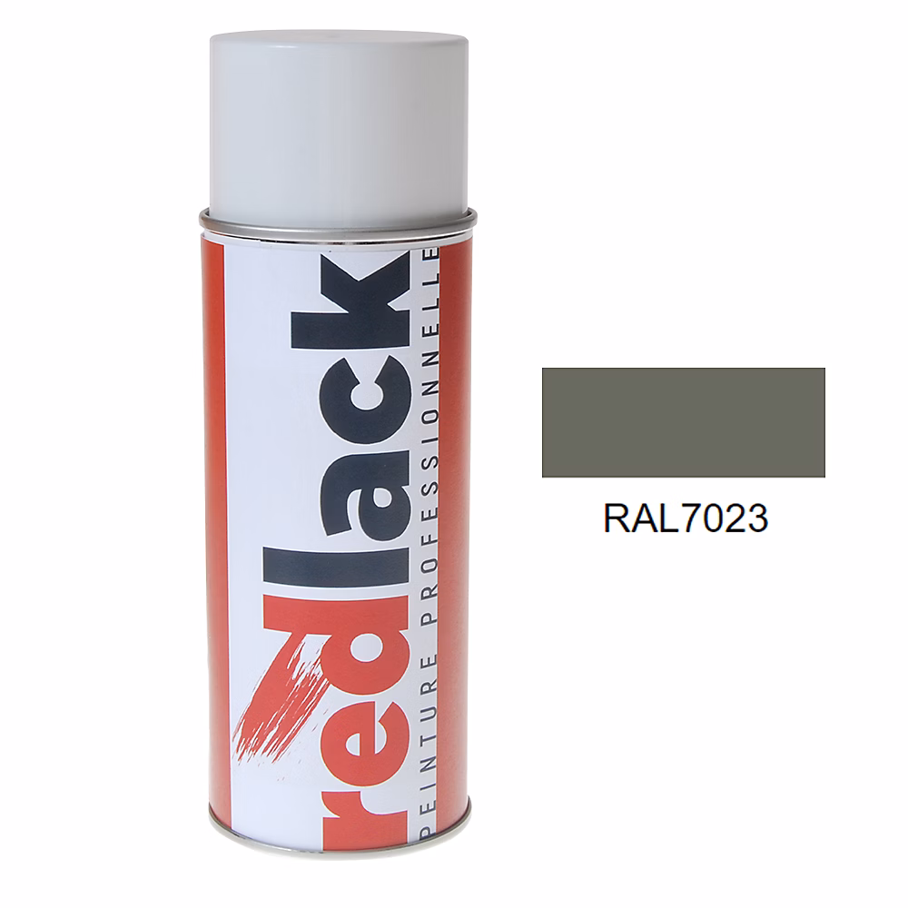Bombe de peinture Aérosol – spray, 400ml, RAL 7023 Gris béton, Satiné, multisupport, Redlack, RAL7023