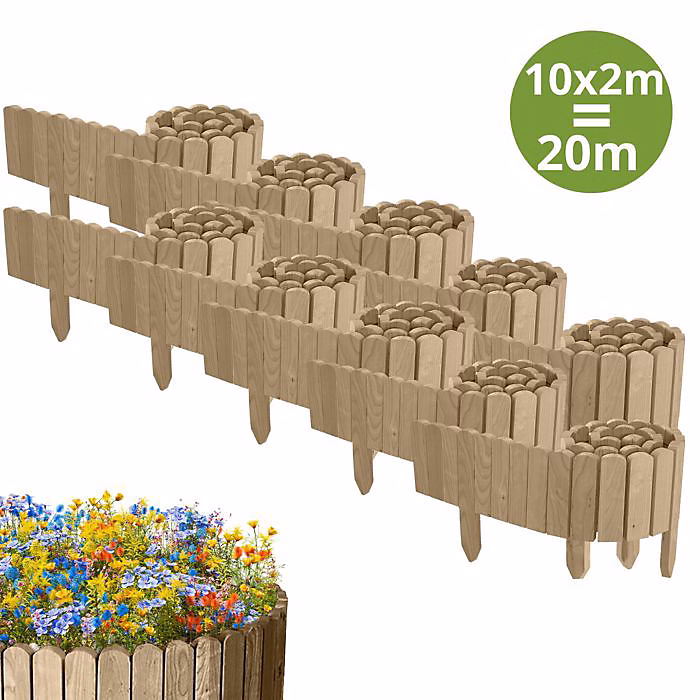 Clôture en bois flexible – Floranica, 20 m, Non Traitée, Beige, 2 m x 10 cm