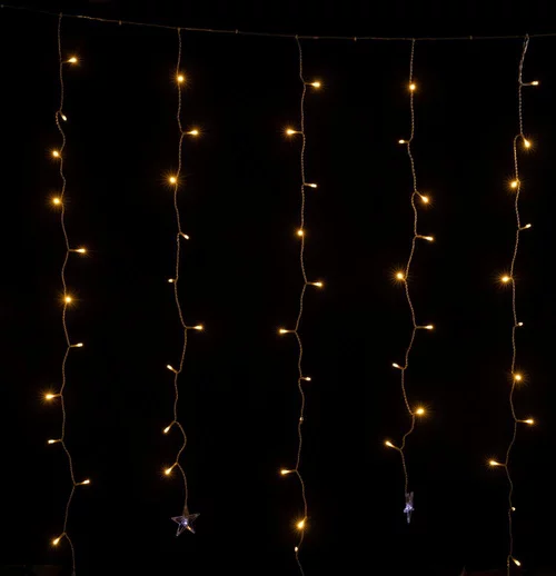 Rideau étoilé décoratif 3D LED blanc chaud coloris blanc - 1,5 x 1,2 m