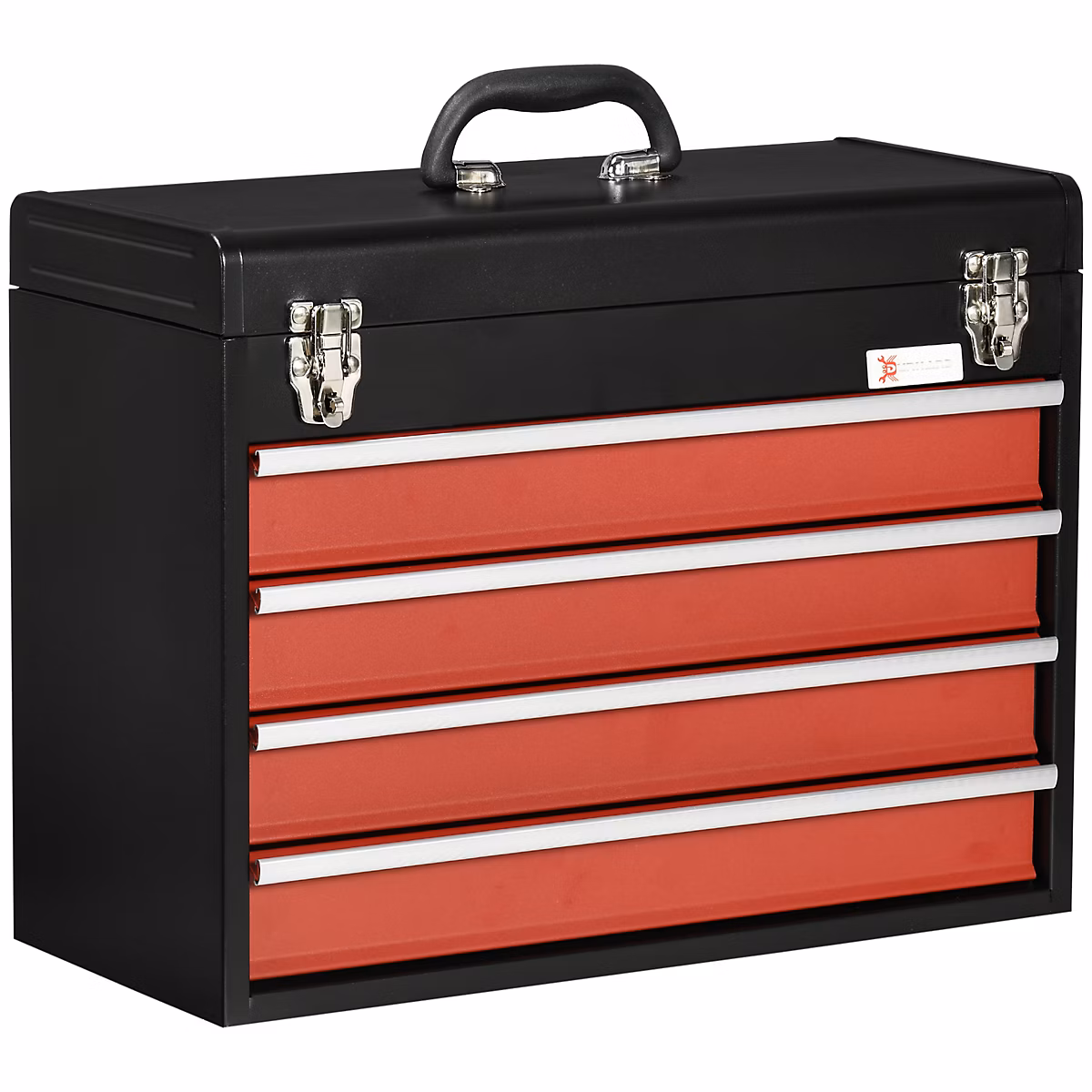 Etabli et rangement des outils – Boite à outils métallique coffret à outils caisse à outils 4 tiroirs + plateau tôle acier rouge noir