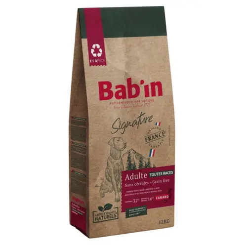 Croquettes pour chien adulte au canard sans céréales Bab'in Signature - 12 kg