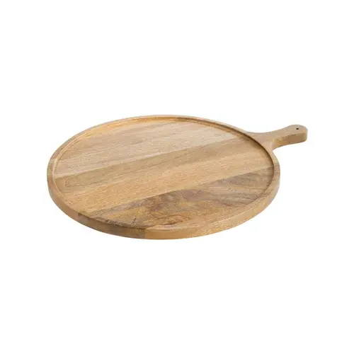 Plateau de service à pizza en bois de manguier naturel - 50,5 x 40,5 x 2,2 cm