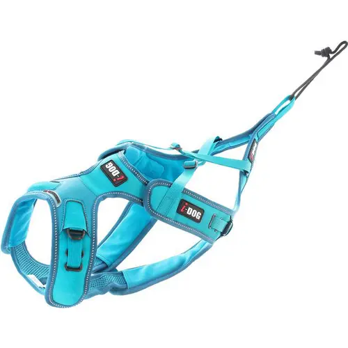 Harnais pour chien coloris bleu canicross réglable I-Dog X-Back Phoenix ALM - Taille XXS