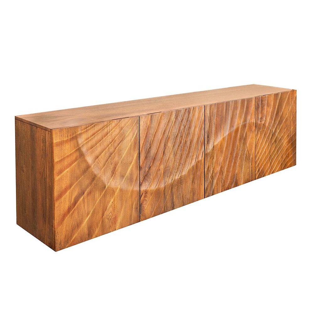 Buffet 180 cm 4 portes bois sculpté naturel Collection SILVA – Réf. OCUZOJVSK3225961728