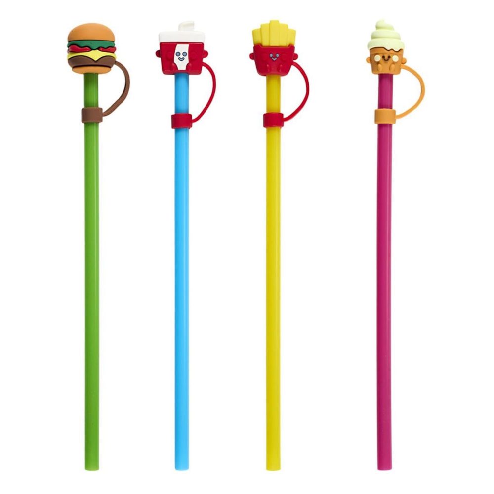 COOK CONCEPT Lot de 4 pailles avec embout fast food 24cm multicolore