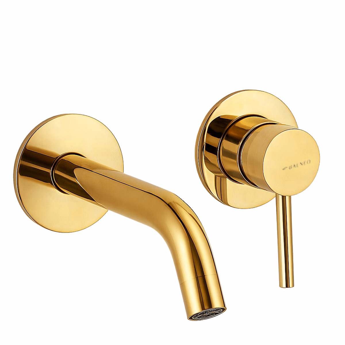 BALNEO Robinet Mitigeur mural pour lavabo or brillant Acier inoxydable – Mitigeur encastré en acier inoxydable pour lavabo CASCADE