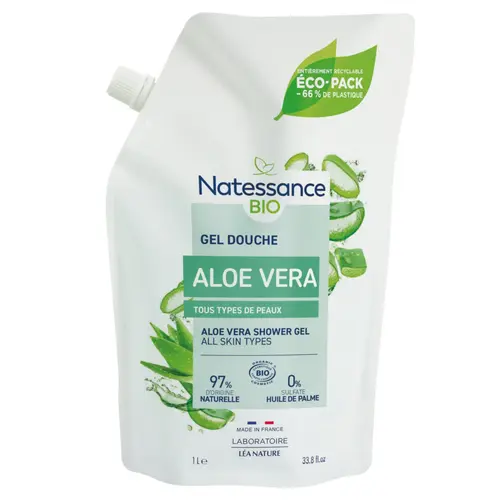 Gel douche bio Aloe Vera en écopack Natessance – 1 L