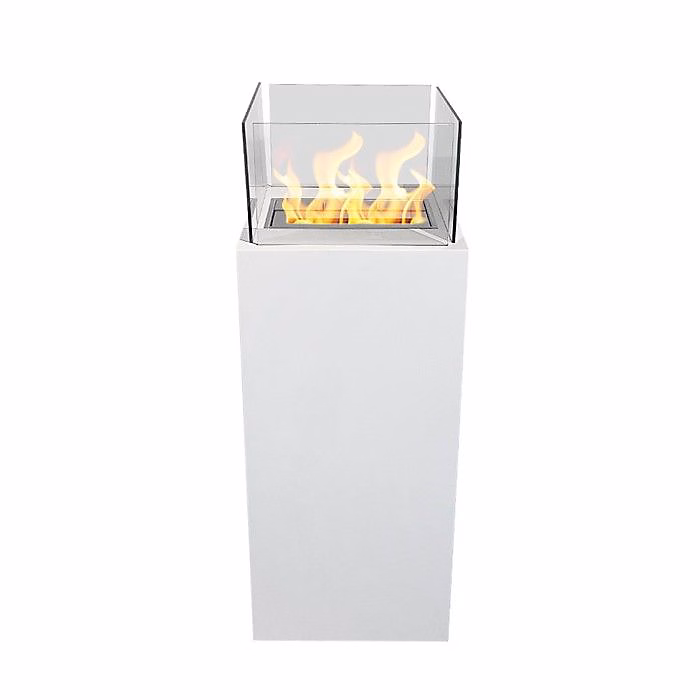 Chauffage d'appoint – Cheminée Au Bioéthanol Sur Pied Pour Intérieur Et Extérieur Ischia Blanc 40X40X115