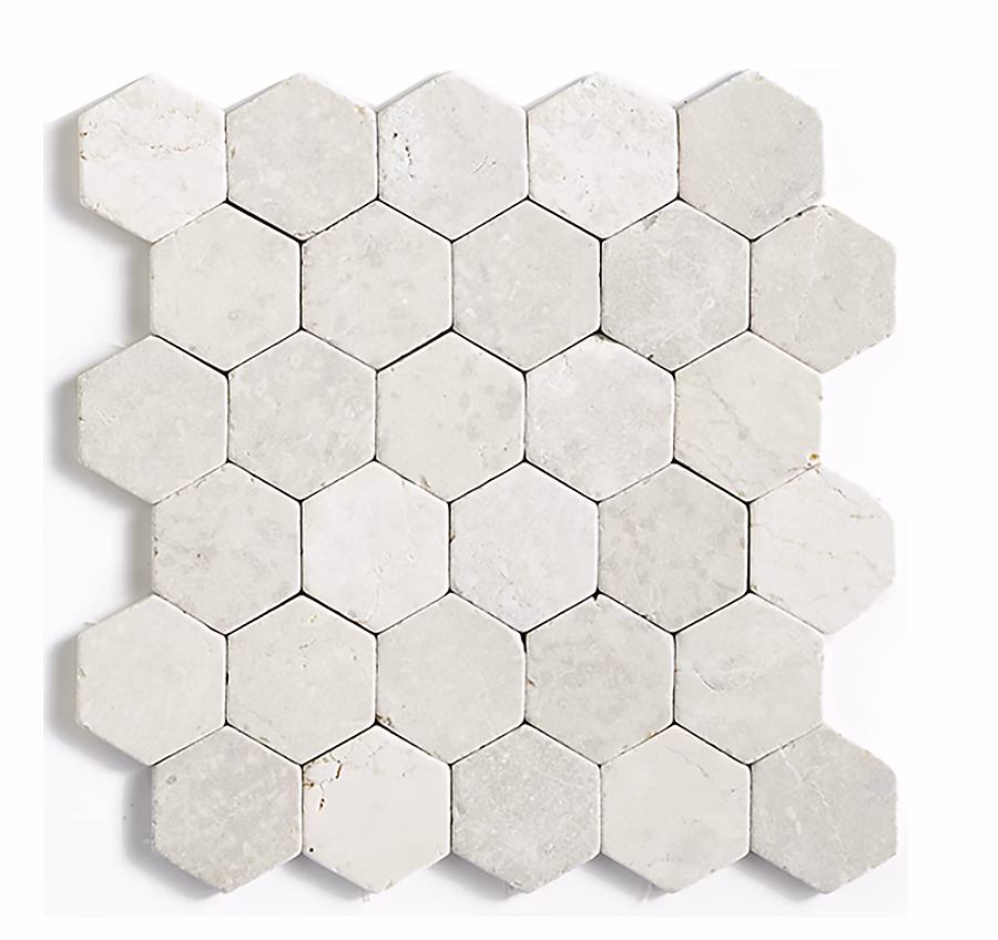 Carrelage mosaïque / Plaque de mosaïque mur et sol en marbre naturel coloris blanc – 33 × 33 cm