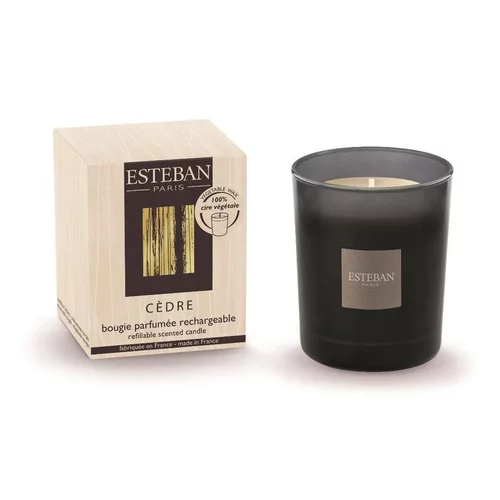 Bougie parfumée rechargeable Initiale Cèdre Esteban - 180 g