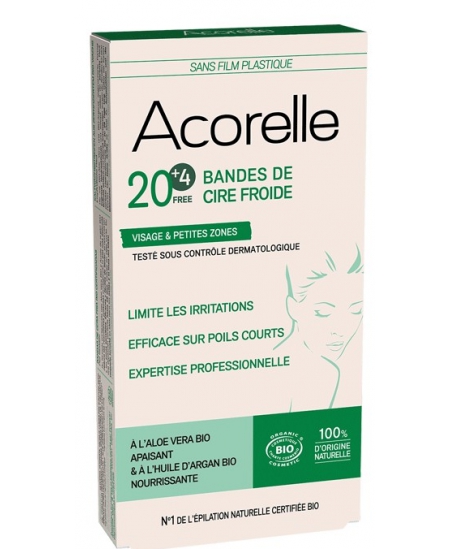 Acorelle Bandes de cire froide Visage 20 bandes + 4 gratuites
