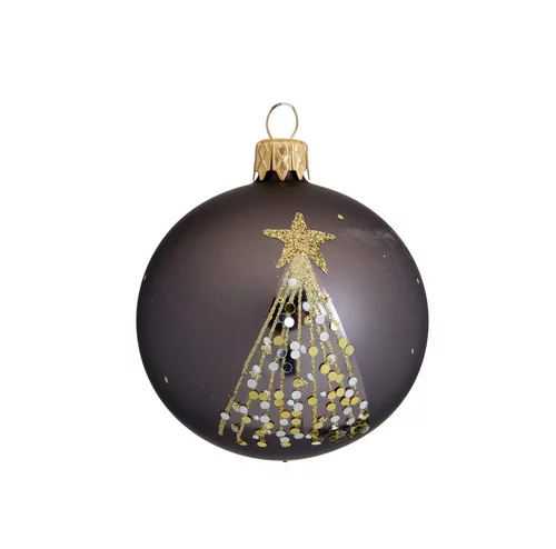 Suspension boule décorative coloris gris en verre graphique - Ø 7 cm