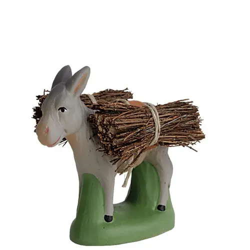 Animal de crèche de Noël âne aux fagots Santons Escoffier - 7 cm