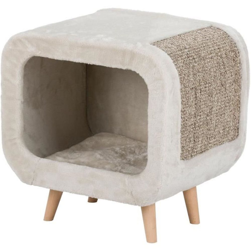 Abri douillet pour chat TRIXIE Alicia 48 × 48 × 38 cm gris avec coussin réversible et pieds en hêtre