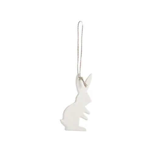 Décoration à suspendre lapin en aluminium blanc - 9 x 10 cm