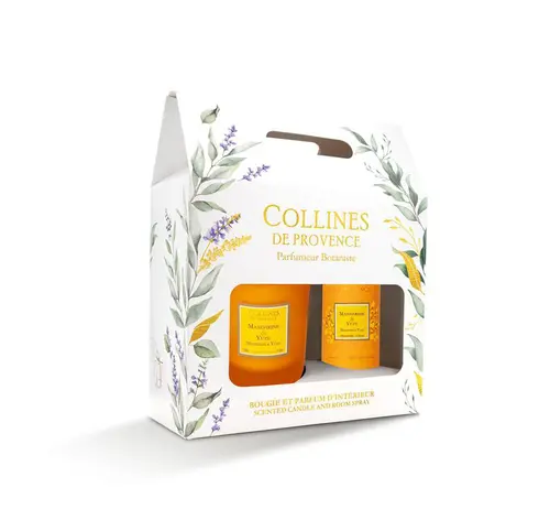 Coffret bougie et parfum intérieur senteur mandarine yuzu Collines de Provence - 180 g + 100 ml