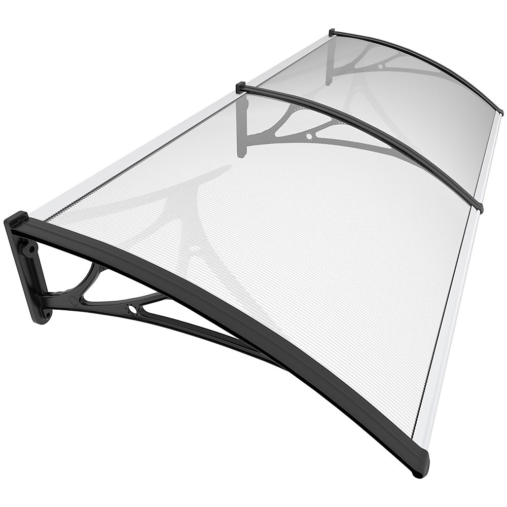 Auvent de porte marquise 200 × 80 cm transparent en Polycarbonate anti UV Noir VOUNOT