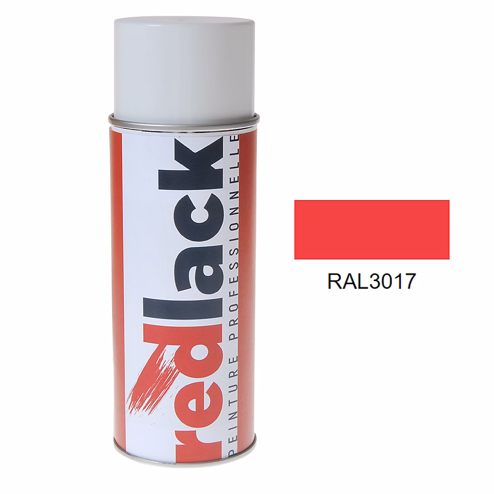 Bombe de peinture Aérosol – spray | 400ml | RAL 3017 Rosé | Brillant | multisupport | Redlack | RAL3017