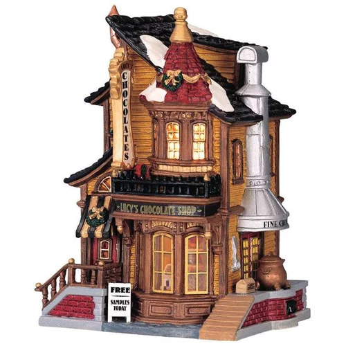 Maison Chocolaterie de Lucy à piles Caddington Village 13,5x10,4x18 cm