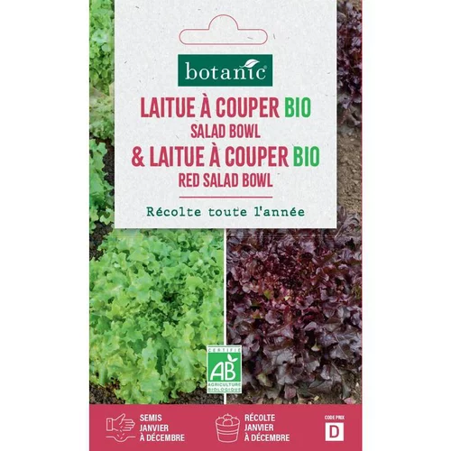 Graines de laitue à couper bio salad bowl + red salad bowl botanic® - graines à semer