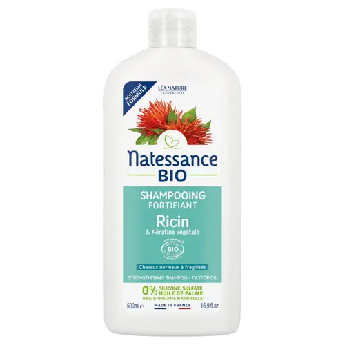 Shampooing fortifiant bio Ricin & Kératine végétale Natessance – 500 ml