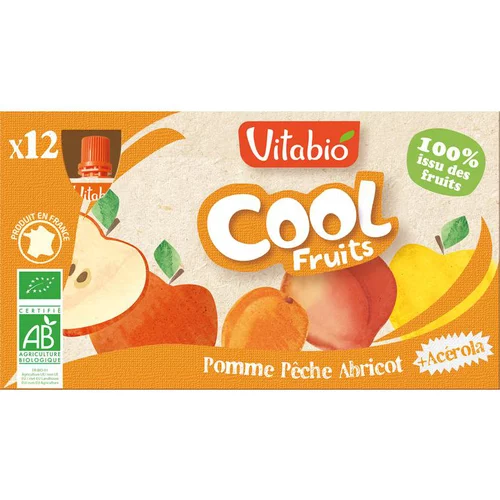 Cool Fruits Pomme / Pêche / Abricot bio - 12 x 90 gr