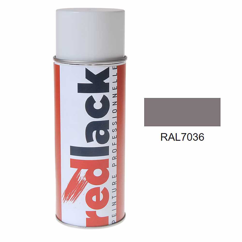 Bombe de peinture Aérosol | spray – 400ml – RAL 7036 Gris platine – Brillant – multisupport – Redlack – RAL7036
