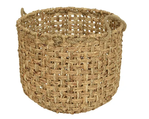 Panier rond en jacinthe d'eau avec poignée taille 1 - Ø 40 x H 34 cm