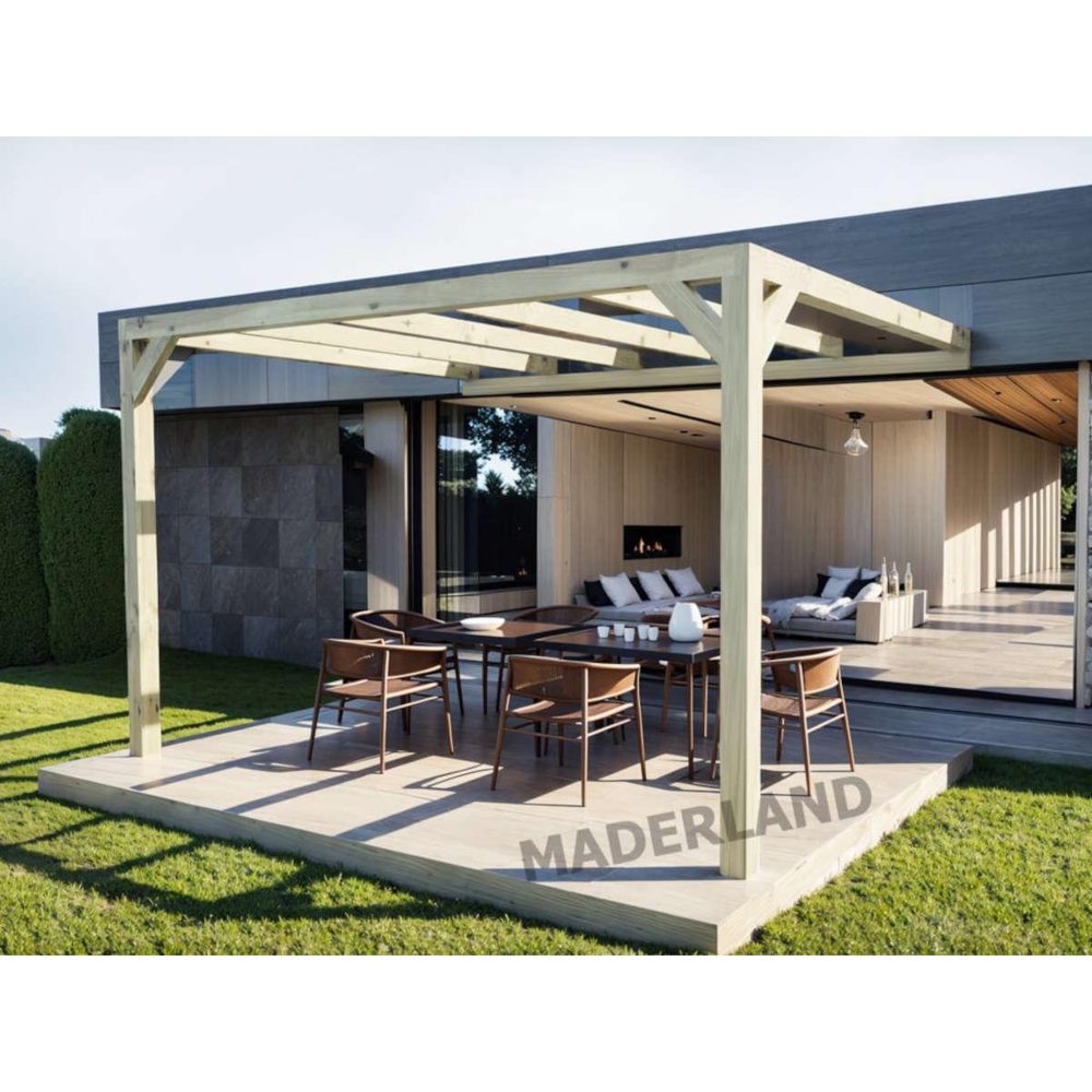 JARDIDECO Pergola adossée en lamellé-collée calais 500 x 400 cm - mardeland