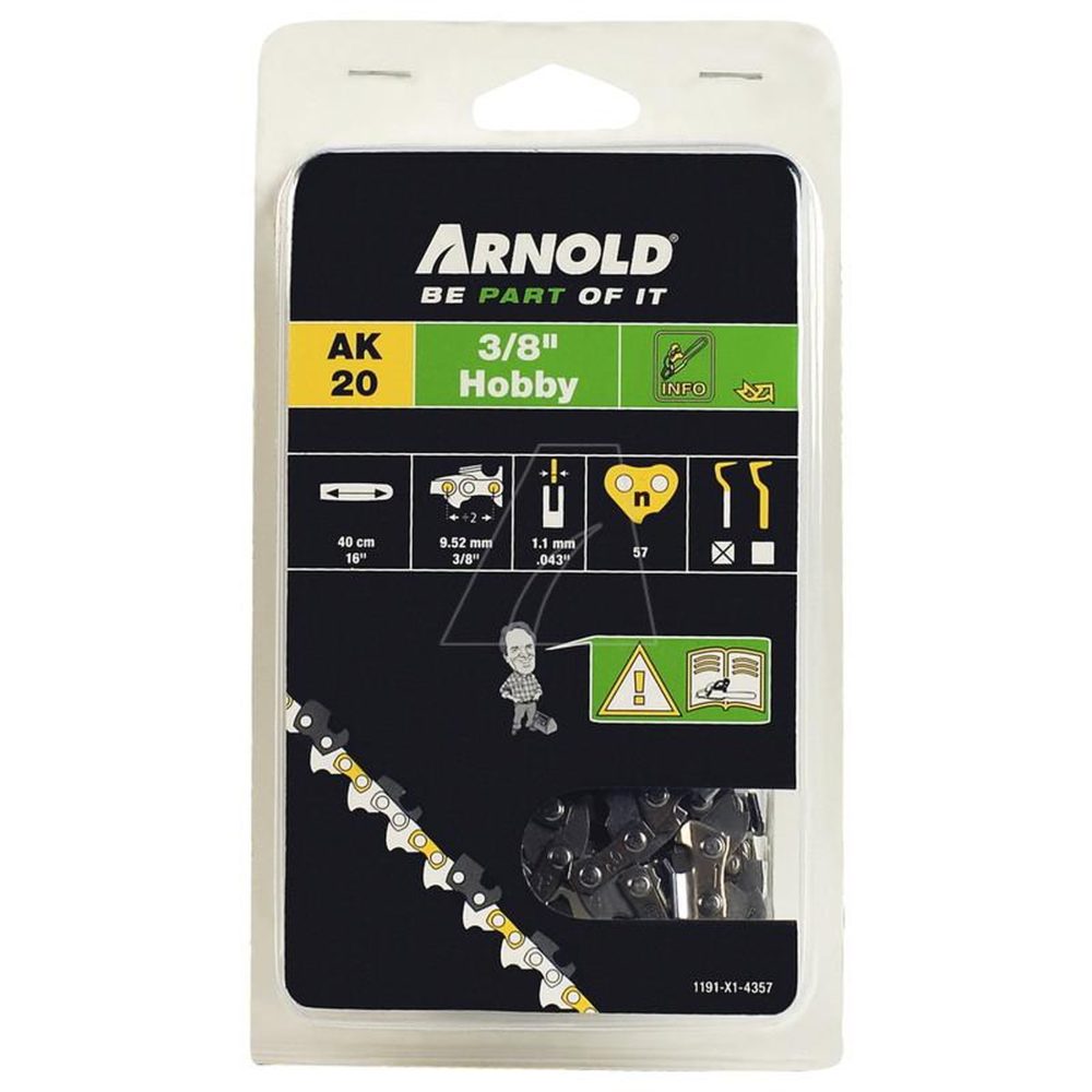 ARNOLD Chaîne de tronçonneuse 3/8 , 1,3 mm - 33 maillons d'entraineurs - gouges demi-rondes