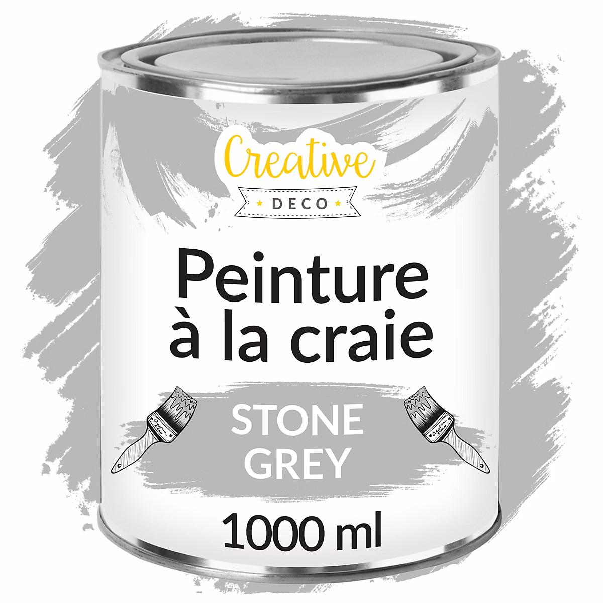 Creative Deco Peinture à la Craie Gris 1L | Mat et Lavable – Peinture Meuble Bois – Idéal pour Rénovation Meubles – Chalk Paint
