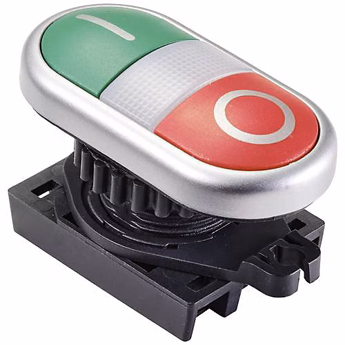 Bouton | poussoir double touche S2TR – P1W 22 mm vert/rouge – format compact