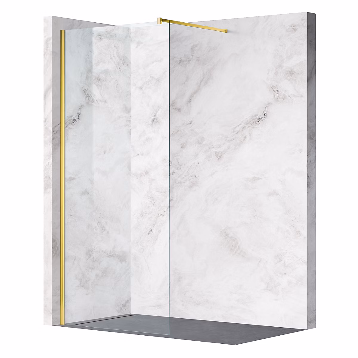 Balneo Paroi de douche À l'italienne 90 × 200cm | En 8mm Verre Anticalcaire – Avec Barre De Fixation – Beira doré