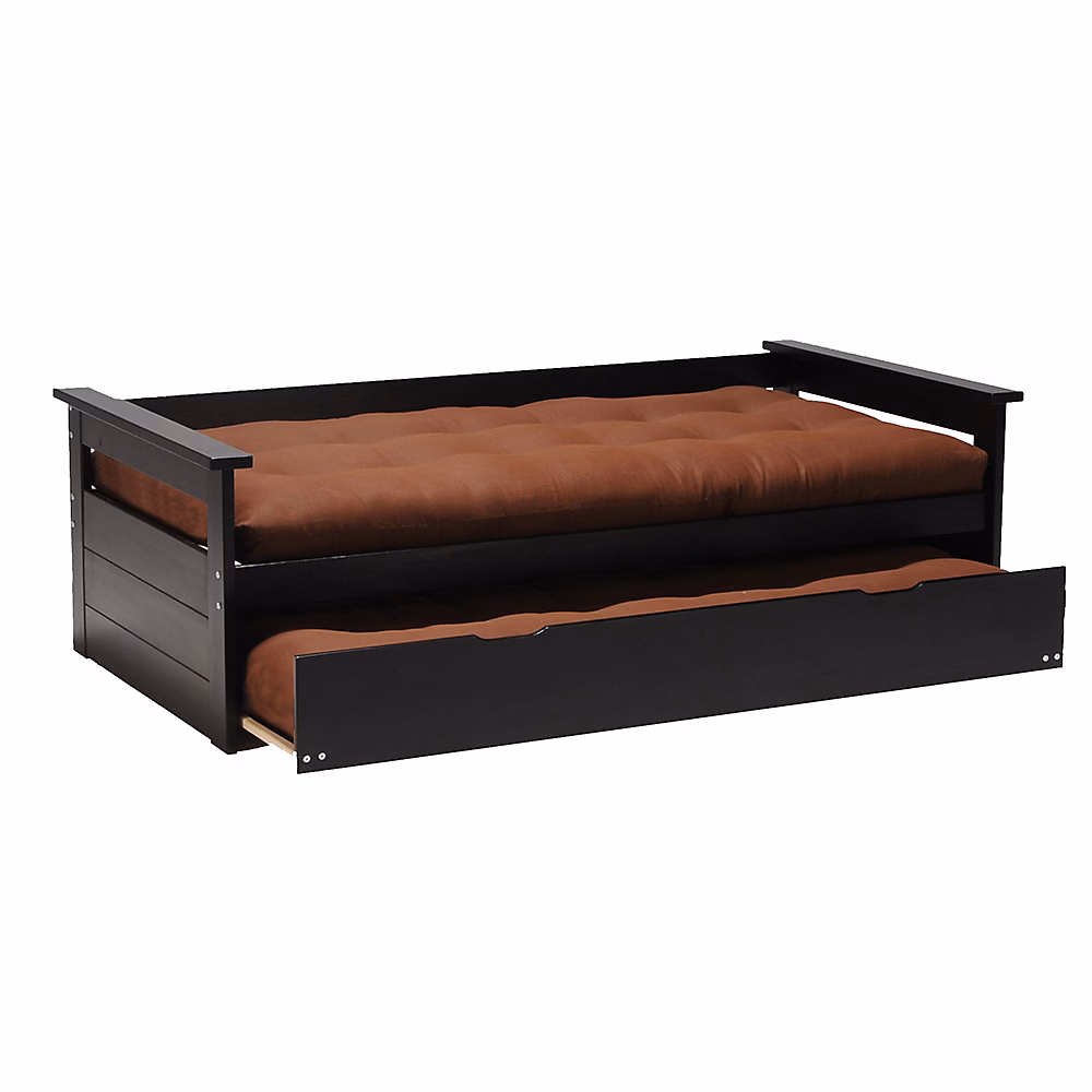 Banquette gigogne TOLEDE 90x190 + 2 sommiers + 1 tiroir – lit / Noir