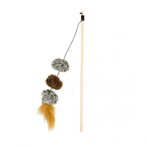 Canne à pêche pour chat coloris multicolore pompon Duvoplus - 20 x 5 cm